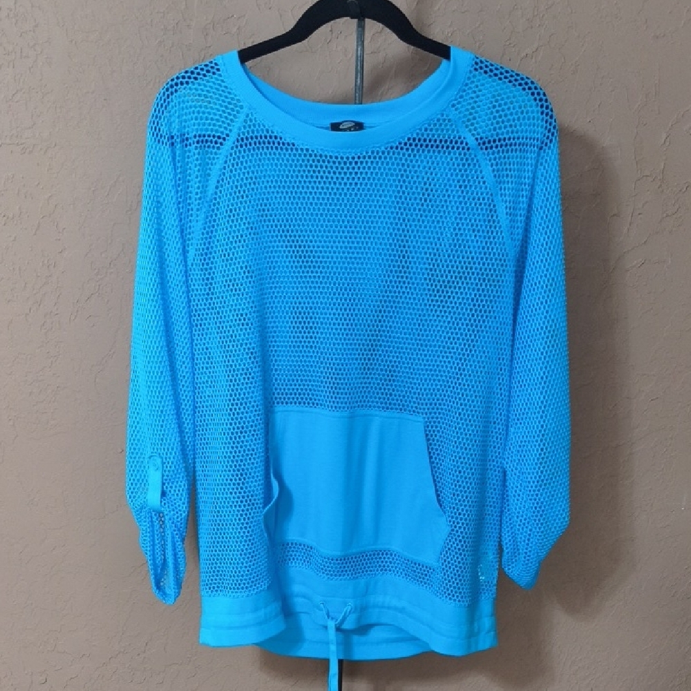 Jones New York Sport Women's Blue Mesh Top Size PXL
